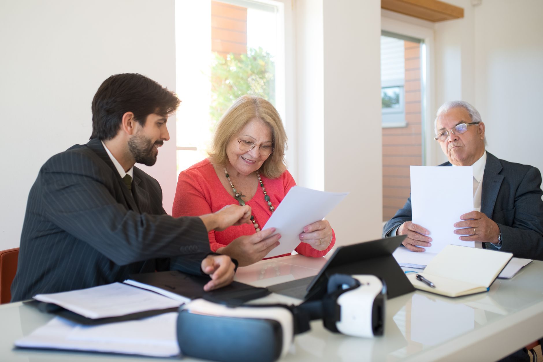 Business specialists analyzing taxation figures
