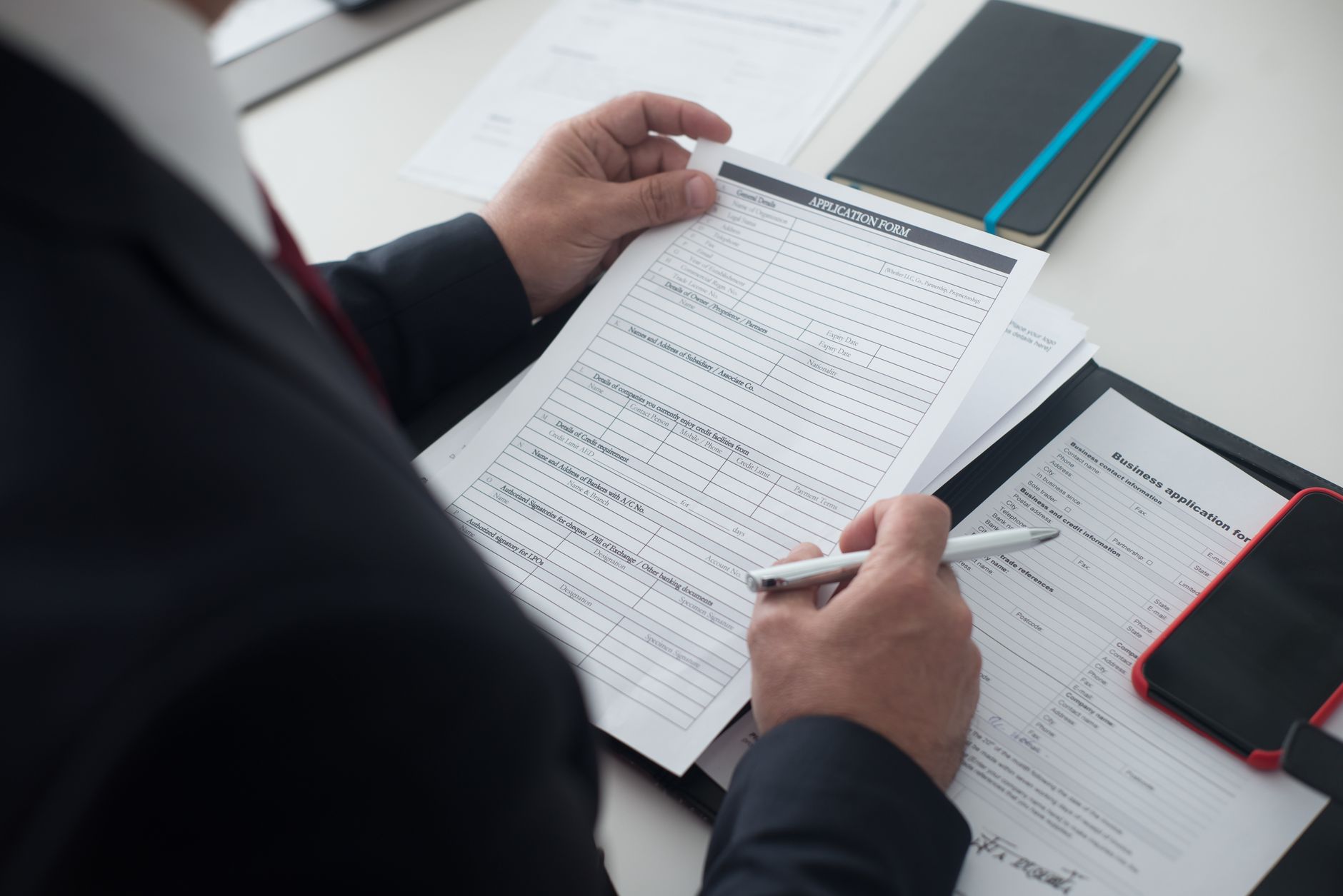 Business professional managing documents